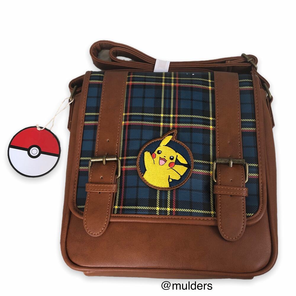 *Flaw* Loungefly Pokémon Pikachu Plaid Faux Leather Pleather Crossbody Bag Purse